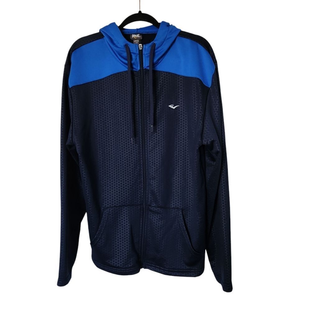 Everlast Mens Contrast Blue Full Front Zip Hooded Lightweight Jacket Size Large